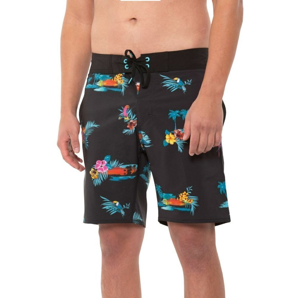 NWT Burnside Parrots Print Swim Beach Bottom Boardshorts